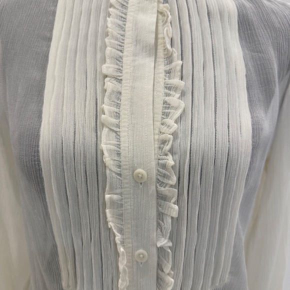 The Limited Silk Tuxedo Front Blouse, Ivory, Size M, Tailored Fit, Long Sleeves - Picture 3 of 9